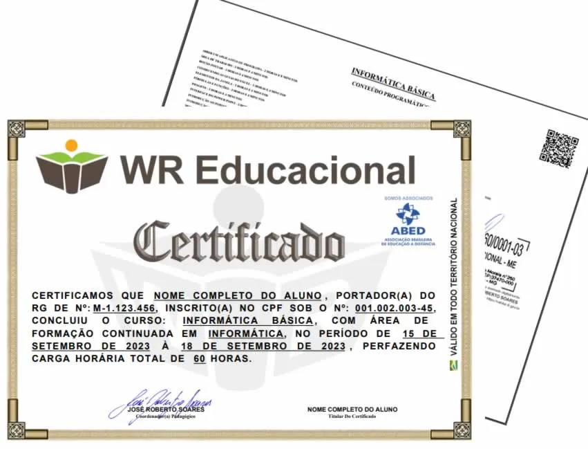 Certificado de conclusão de curso de idioma