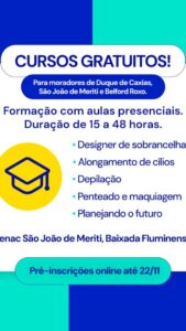 Cursos gratuitos no Senac São João…