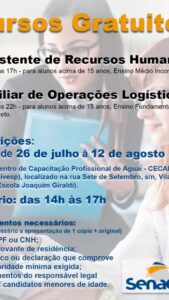 Senac Cascavel abre vagas em cursos…