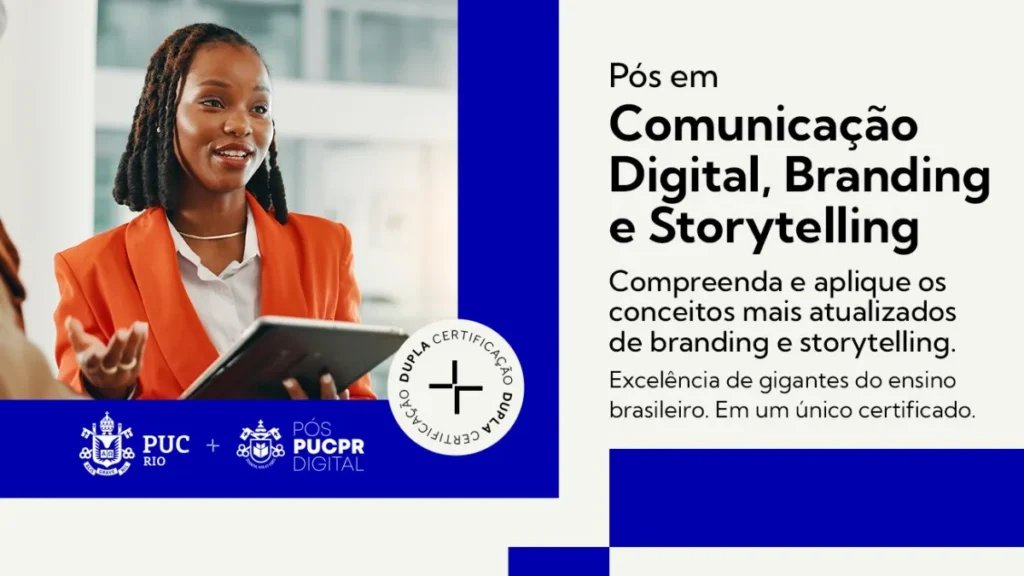 profissional apresentando a história de uma marca em curso de storytelling